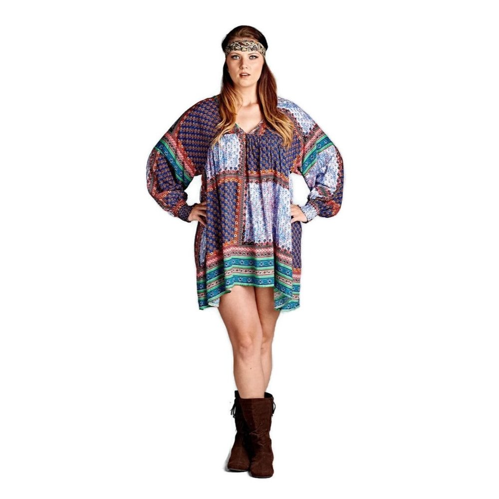 Velzera Patch Floral Baby Doll Mini Dress